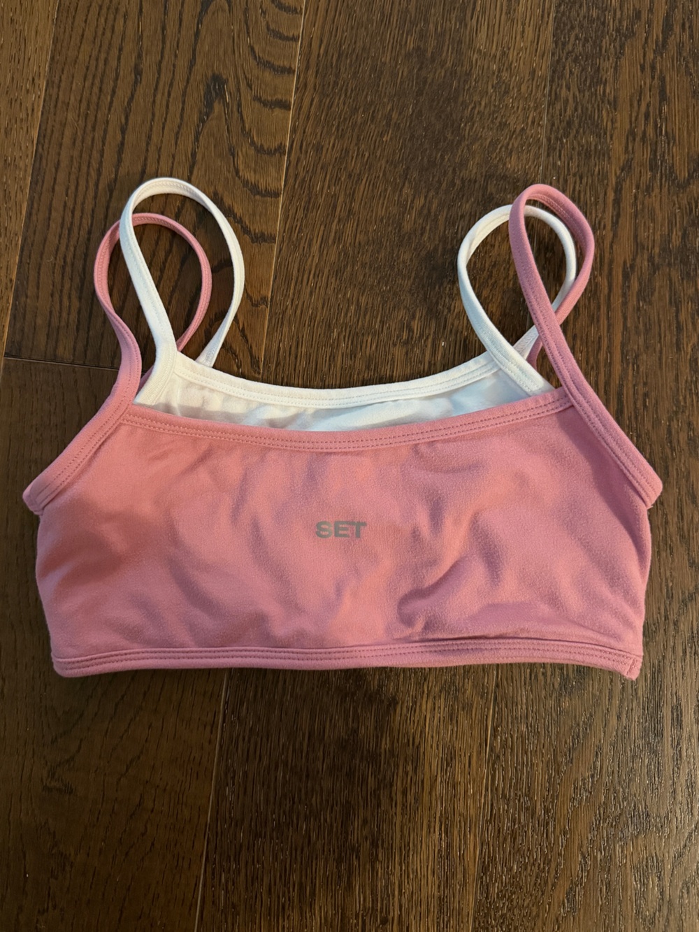 Set Active Pink & White Layered Bra